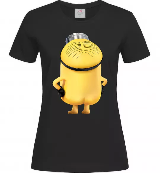 Жіноча футболка Міньйон спиною Чорний фото