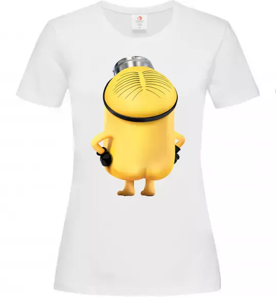 Жіноча футболка Міньйон спиною Білий фото