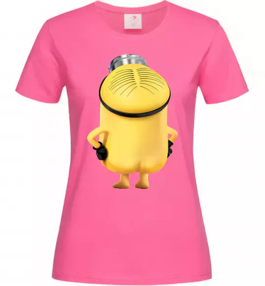 Жіноча футболка Міньйон спиною Яскраво-рожевий фото