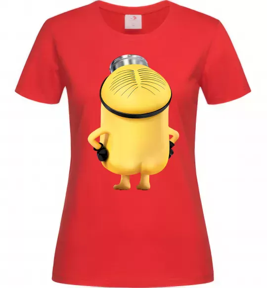 Жіноча футболка Міньйон спиною Червоний фото