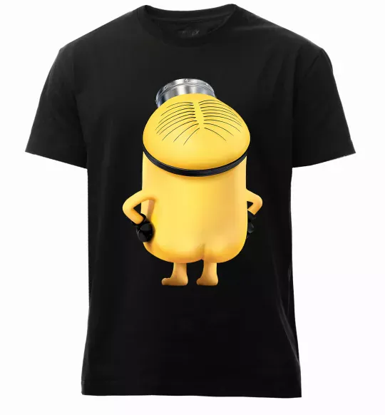 Чоловіча преміум футболка Міньйон спиною Чорний фото