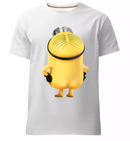 Чоловіча преміум футболка Міньйон спиною Білий фото