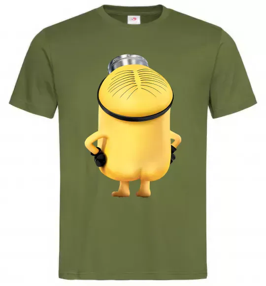 Мужская футболка Міньйон спиною Оливковый фото
