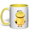 Чашка с цветной ручкой Міньйон спиною Солнечно желтый фото