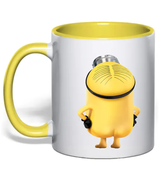 Чашка з кольоровою ручкою Міньйон спиною Лимонний фото