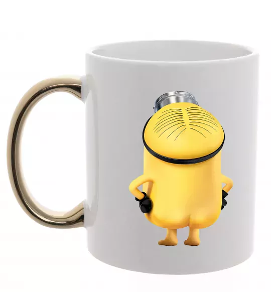 Чашка с цветной ручкой Міньйон спиною Золото фото