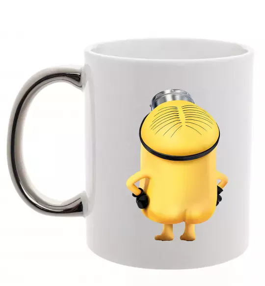 Чашка с цветной ручкой Міньйон спиною Серебро фото