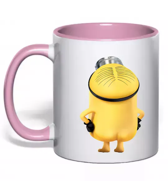 Чашка с цветной ручкой Міньйон спиною Нежно розовый фото