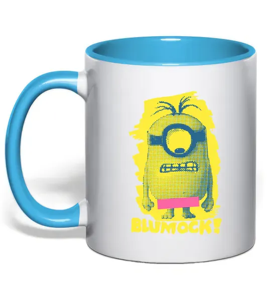 Чашка с цветной ручкой Minion blumock Голубой фото