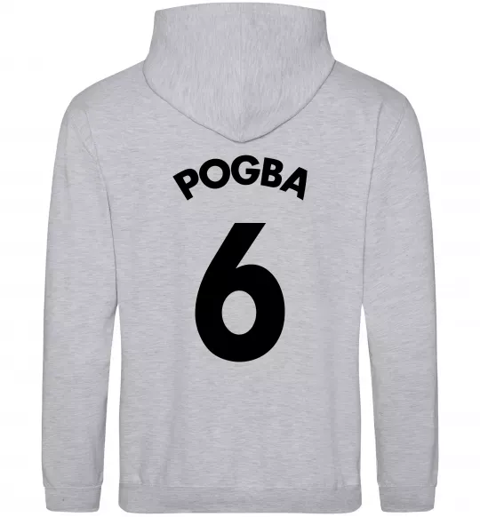 Женская толстовка (худи) Pogba 6 Спина Серый меланж фото