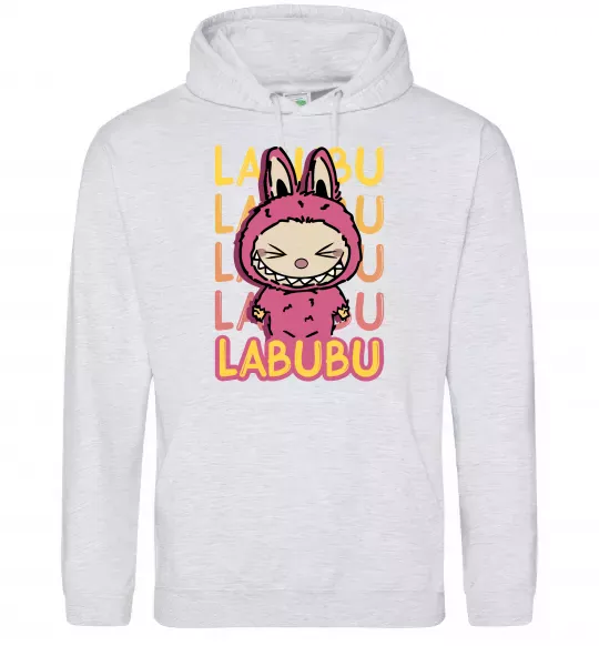 Мужская толстовка (худи) Cute Labubu Серый меланж фото