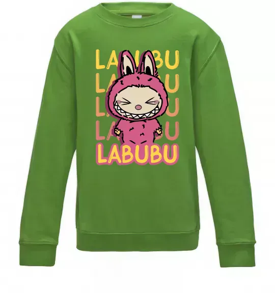 Дитячий світшот Cute Labubu Лаймовий фото