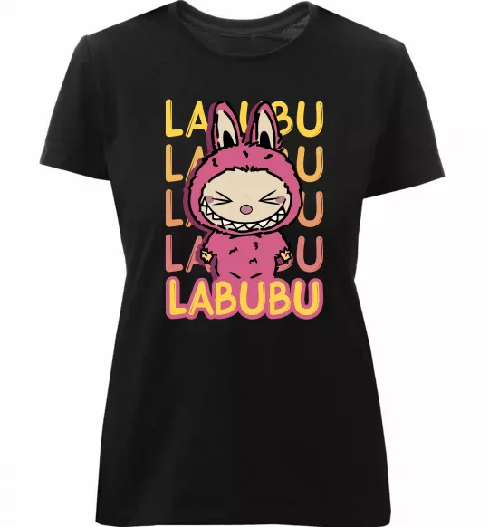 Жіноча преміум футболка Cute Labubu Чорний фото