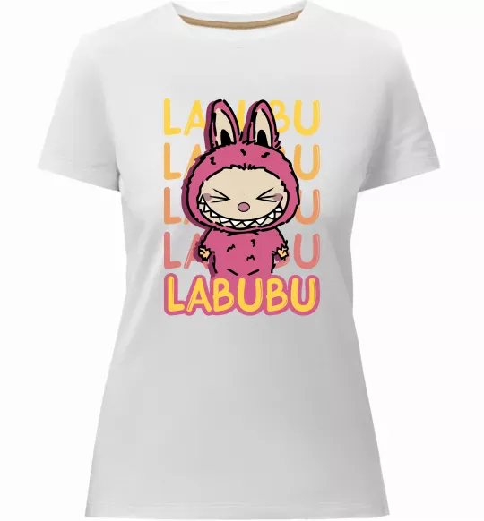 Жіноча преміум футболка Cute Labubu Білий фото