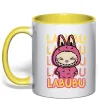 Чашка з кольоровою ручкою Cute Labubu Лимонний фото