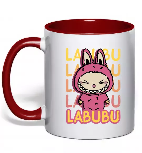Чашка з кольоровою ручкою Cute Labubu Червоний фото