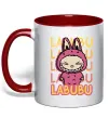 Чашка з кольоровою ручкою Cute Labubu Червоний фото