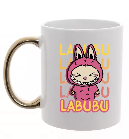 Чашка з кольоровою ручкою Cute Labubu Золото фото