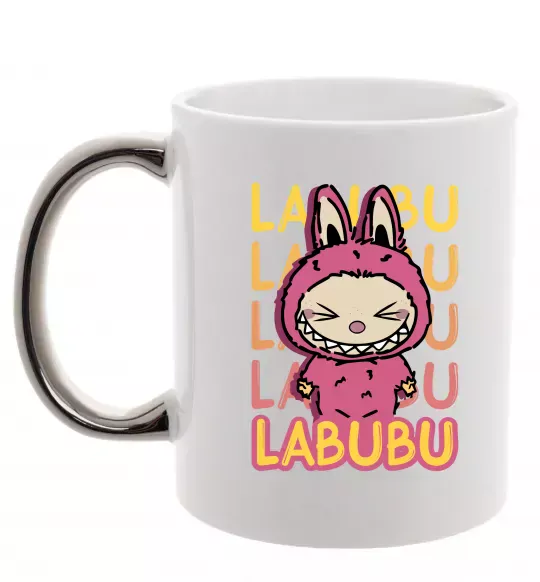 Чашка з кольоровою ручкою Cute Labubu Срібло фото