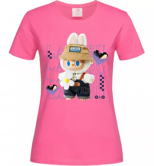 Женская футболка Fashion Labubu Ярко-розовый фото