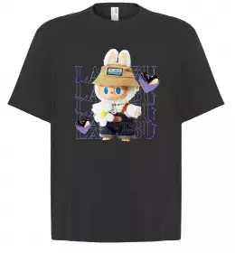 Футболка Оверсайз Labubu золотий напис Черный фото