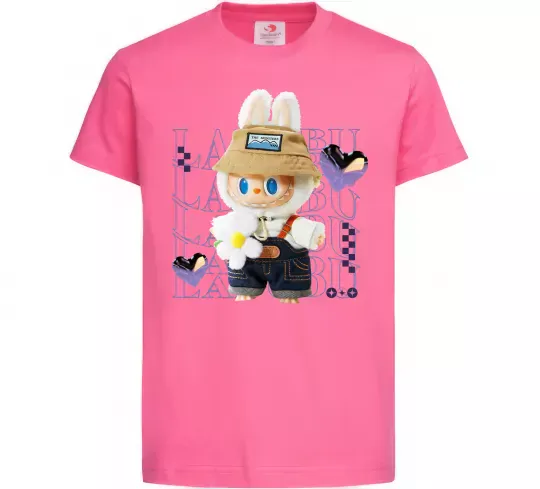 Детская футболка Fashion Labubu Ярко-розовый фото