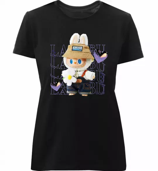 Женская премиум футболка Fashion Labubu Черный фото