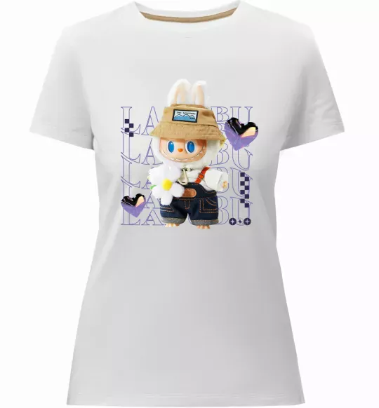 Женская премиум футболка Fashion Labubu Белый фото