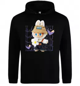 Женская толстовка (худи) Labubu золотий напис Черный фото