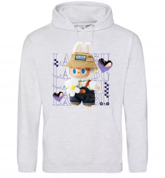 Женская толстовка (худи) Fashion Labubu Серый меланж фото