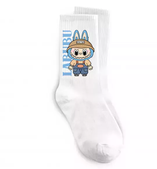 Носки Labubu blue Белый фото