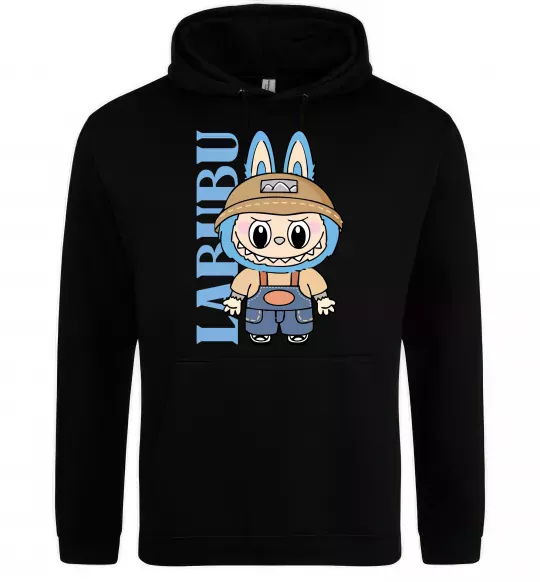 Мужская толстовка (худи) Labubu blue Черный фото