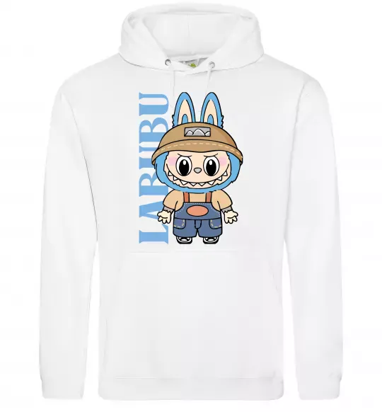 Мужская толстовка (худи) Labubu blue Белый фото