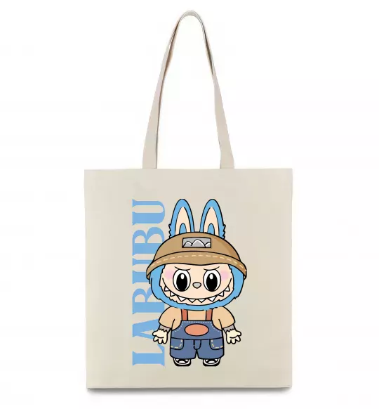 Еко-сумка Labubu blue Бежевий фото