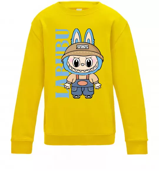 Детский Свитшот Labubu blue Солнечно желтый фото
