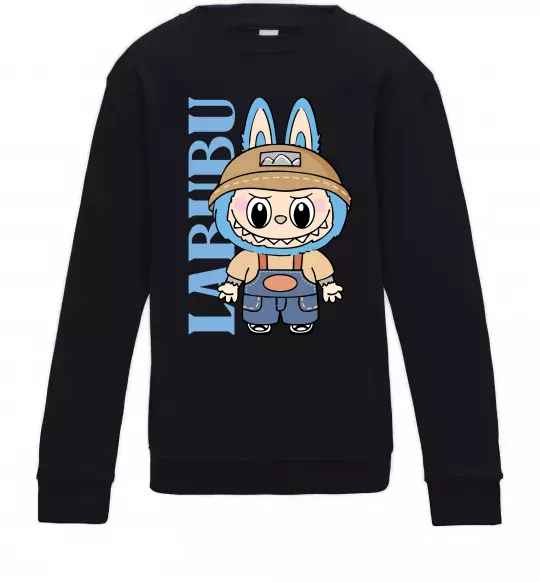 Детский Свитшот Labubu blue Черный фото