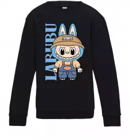 Детский Свитшот Labubu blue Черный фото