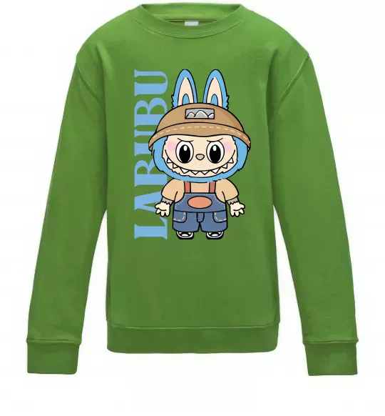 Детский Свитшот Labubu blue Лаймовый фото