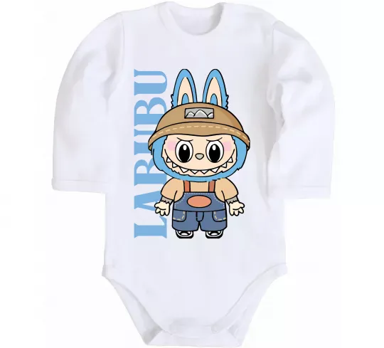 Дитячий бодік Labubu blue Білий фото