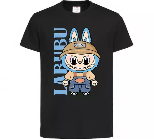 Детская футболка Labubu blue Черный фото