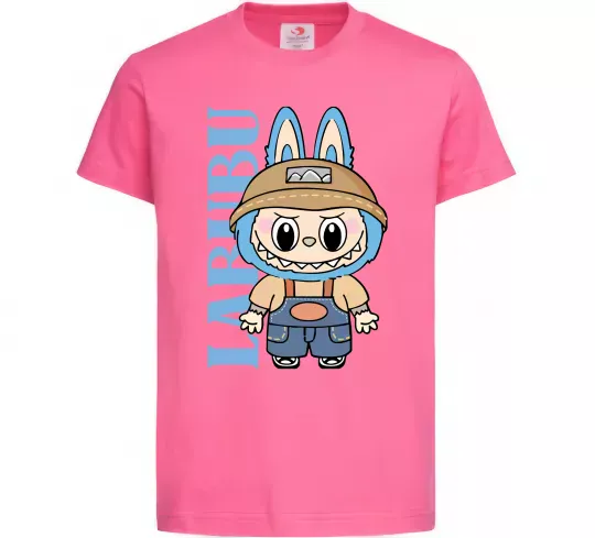 Детская футболка Labubu blue Ярко-розовый фото