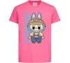 Детская футболка Labubu blue Ярко-розовый фото