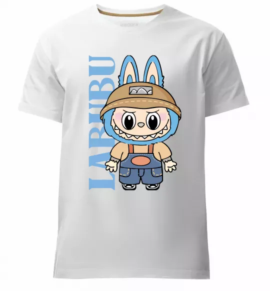 Чоловіча преміум футболка Labubu blue Білий фото