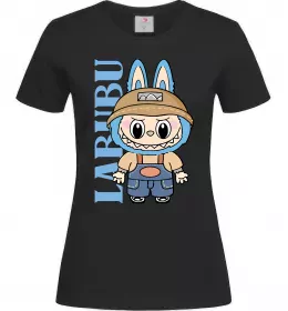 Женская футболка Labubu blue Черный фото