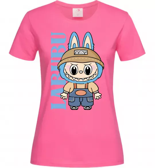 Жіноча футболка Labubu blue Яскраво-рожевий фото