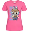 Жіноча футболка Labubu blue Яскраво-рожевий фото
