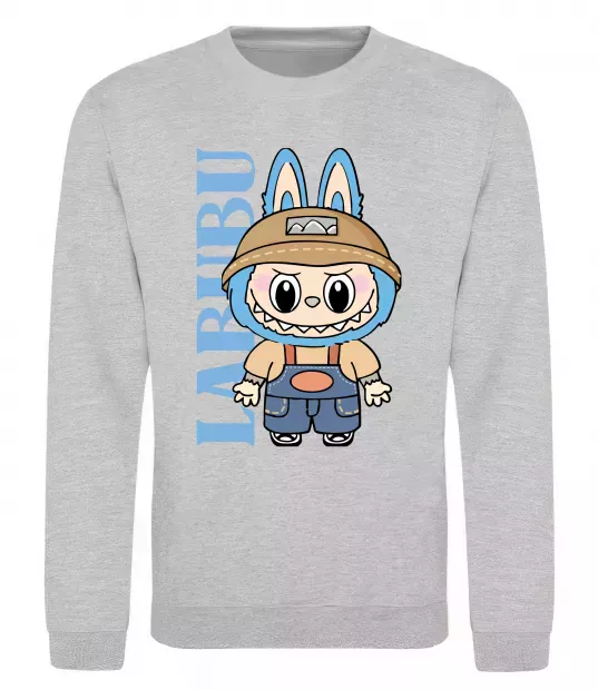 Свитшот Labubu blue Серый меланж фото