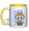 Чашка с цветной ручкой Labubu blue Солнечно желтый фото