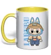 Чашка з кольоровою ручкою Labubu blue Лимонний фото