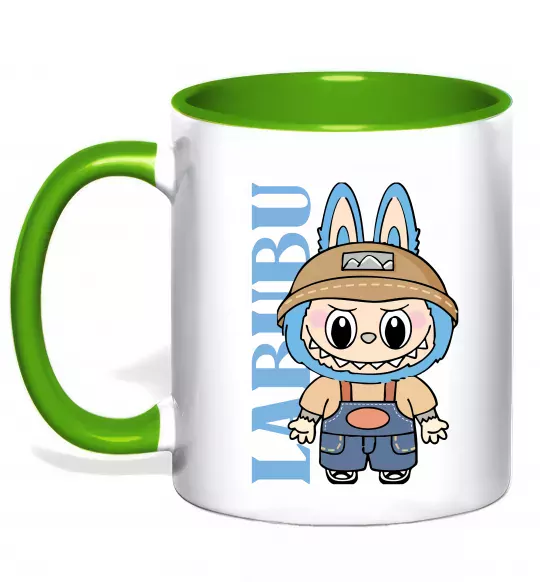 Чашка с цветной ручкой Labubu blue Зеленый фото